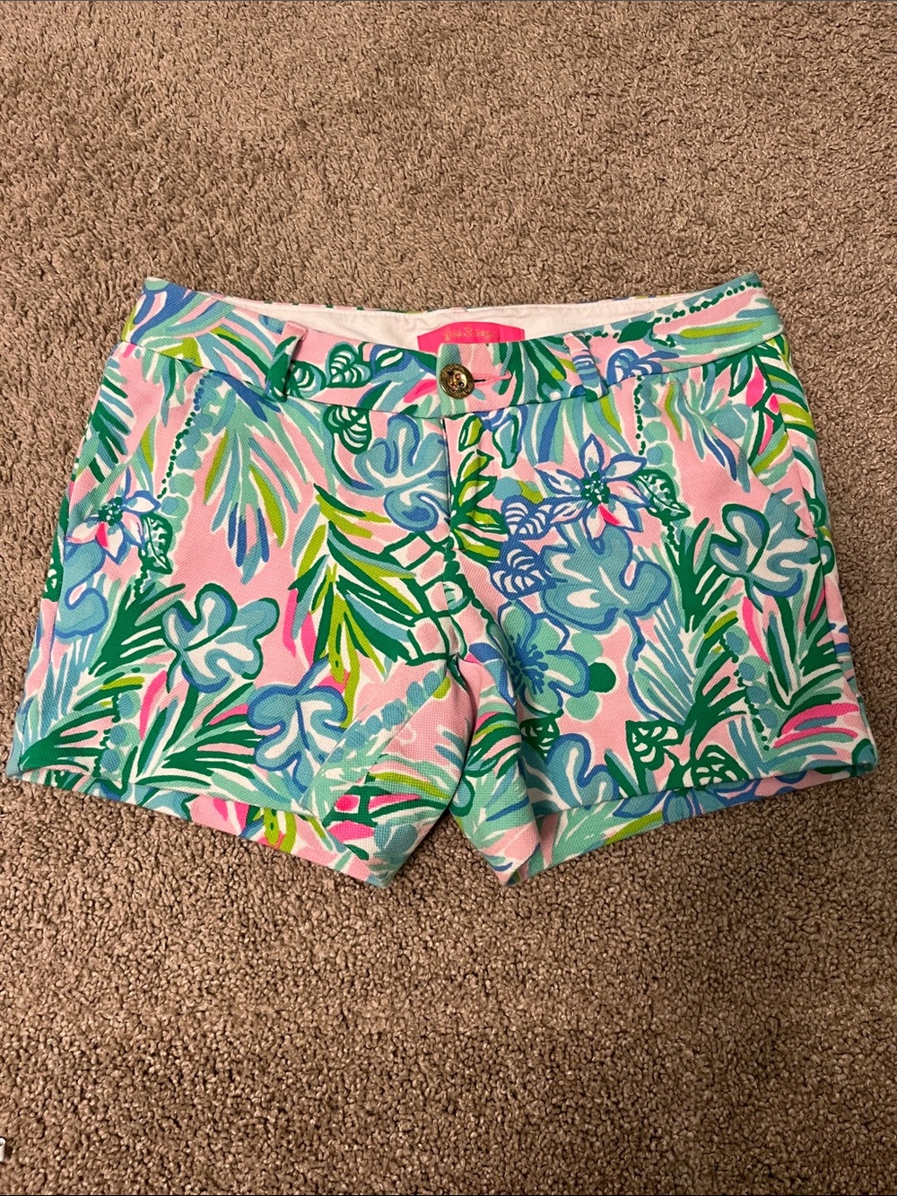 Lilly Pulitzer Pink Tropical Print Bermuda Shorts 00